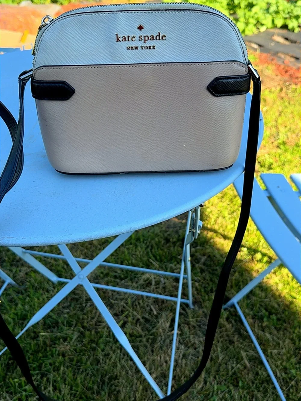 Kate Spade Cream & Black Saffiano Leather Crossbody Bag + Matching Zip Walle